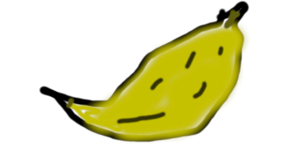 A really badly drawn, out of proportion banana