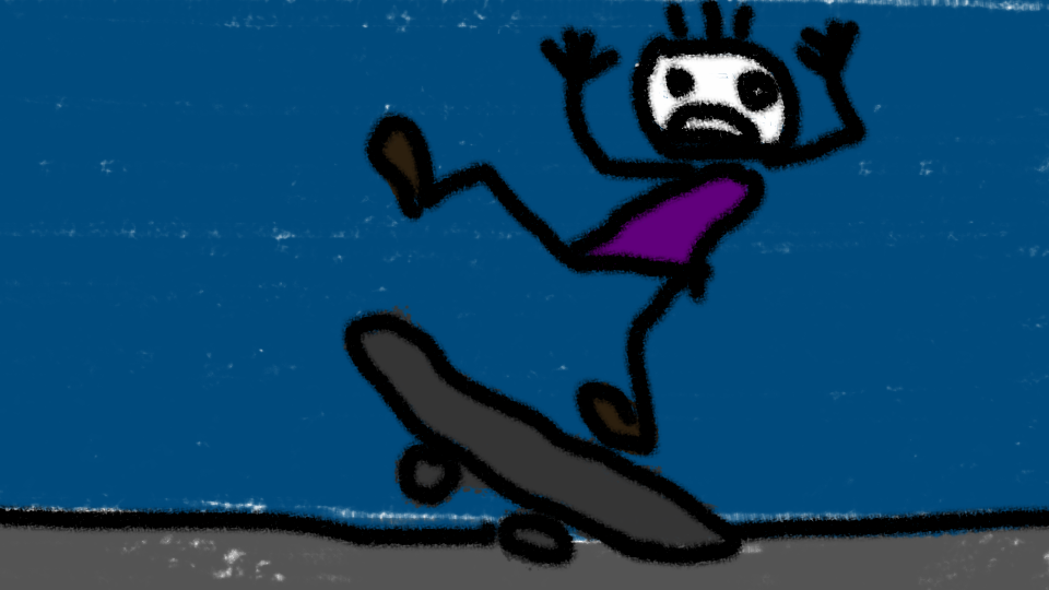 Falling off a skateboard